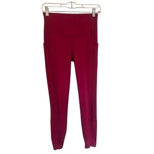Burgundy/Cranberry High Waist‎ Yoga Pants Activewear Leggings with Pockets